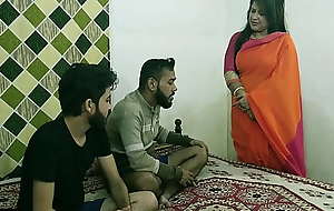 Indian hot hardcore threesome sex! Malkin aunty and two young boy hot sex! clear hindi audio