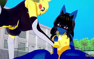 Pokemon Hentai G Yiff 3D - Lucario x Pikachu hard lovemaking - Japanese asian manga anime amusement porn fervour