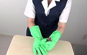 Handjob involving spandex gloves