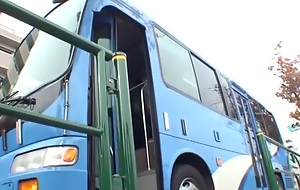 Horny Japanese slut Haruki Sato close by Alien Public, Bus JAV clamp