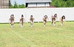 Bottomless Japanese Girls Do Some Outdoors Sports