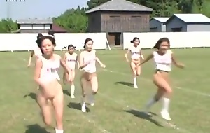 Bottomless Japanese Girls Do Some Outdoors Sports