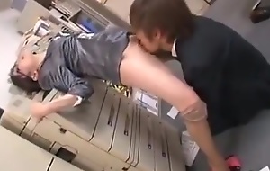 japanese female boss is licked wet crack in office