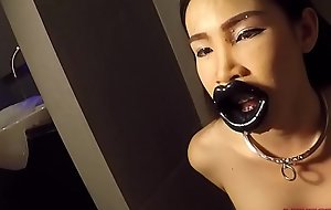 Ladyboy donut pissed on and mouth screwed