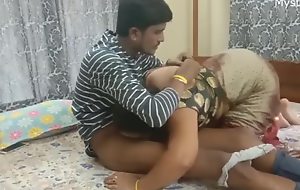 Desi Indian personate Mom with the brush sons friend