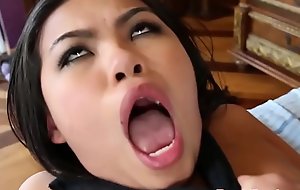 Inviting lingeried asian pussy roughly pounded