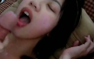 Facial and blowjob with asian chick