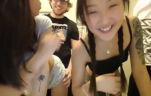 Hot asian teens fuck almost with white boys