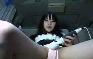 Mint Japanese brunette girl in my car masturbating