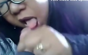Nerdy glassed asian unsubtle gives her bf a blowjob in the bus and gulps his jism
