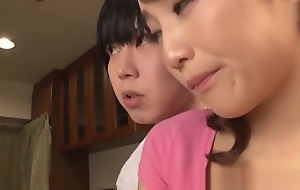 Japanese mom Kurata Mao fucking with son as soon as father heads out