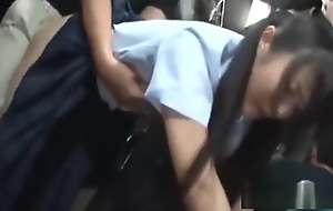 Japanese girl abused added to fucked by man superior to before public bus