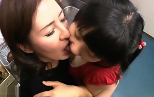 japaneses stepmom with an increment of daughter lesbian