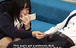 Naughty Japanese Dame Makes Him Ejaculate with Handjob