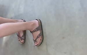 Candid amazing chinese college girl feet in birkenstock