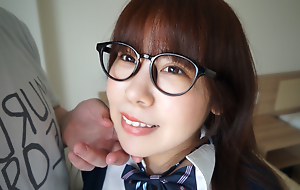 Very sensitive Japanese OTAKU girl surrounding glasses